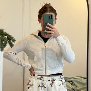 Aritzia TNA cropped waffle zip up hoodie